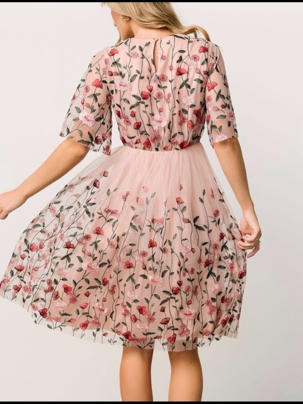 Baltic Born Blush Pink Floral Embroidered Dress Dutchess Rose Tulle - Picture 2 of 5